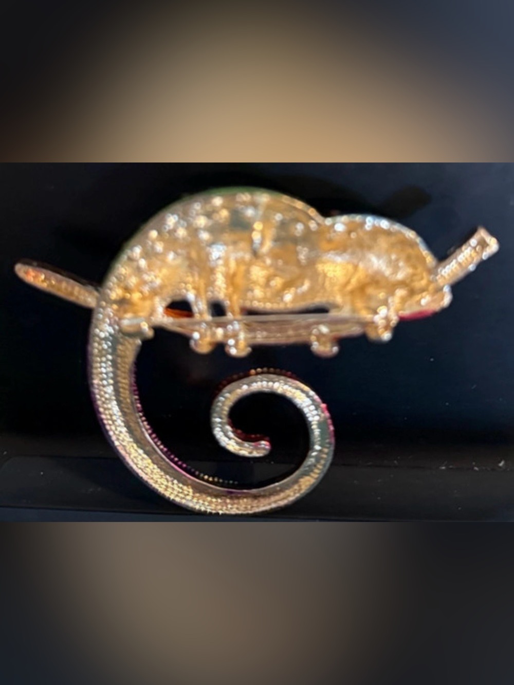 Multi-Color Rhinestone Chameleon Reptile Brooch - Picture 2 of 2